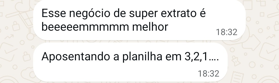 Mensagem de aluno(a) da Rota da Riqueza: super extrato, aposentando a planilha