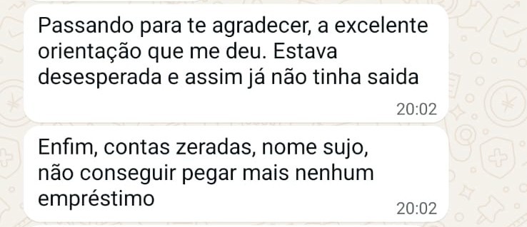 Mensagem de aluno(a) da Rota da Riqueza: contas zeradas, nome limpo